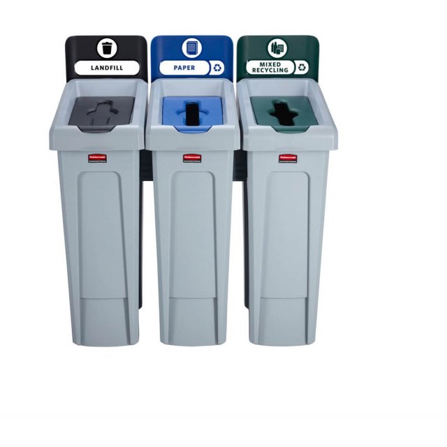 Πλήρες Σύστημα κάδων ανακύκλωσης Rubbermaid Sirs Slim Jim® Recycling Station Bundle 3 Stream - Landf