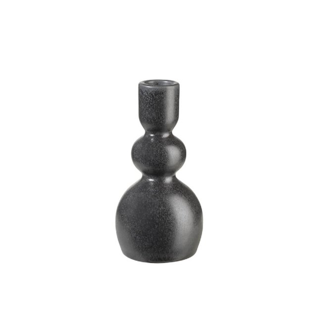 Κηροπήγιο stoneware 13cm Asa Como black iron