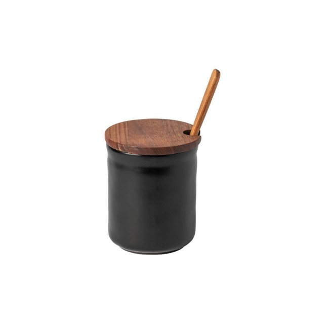 Σκεύος μελιού 12cm με καπάκι & κουτάλι Costa Nova Boutique black