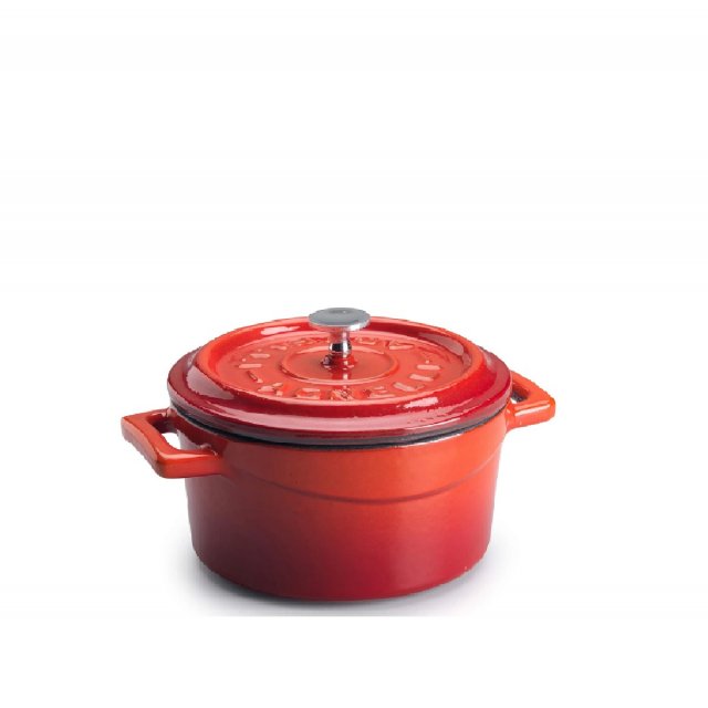 Κατσαρολάκι enameled cast iron Ø10cm-360ml με καπάκι Agnelli κόκκινο